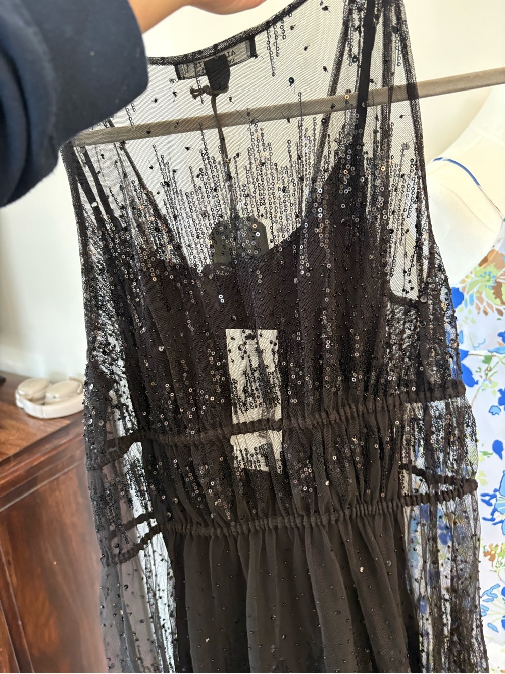 ALL SAINTS Robyn Embellished Black Sequin Tulle Maxi Dress NWT 6 - Picture 14 of 15